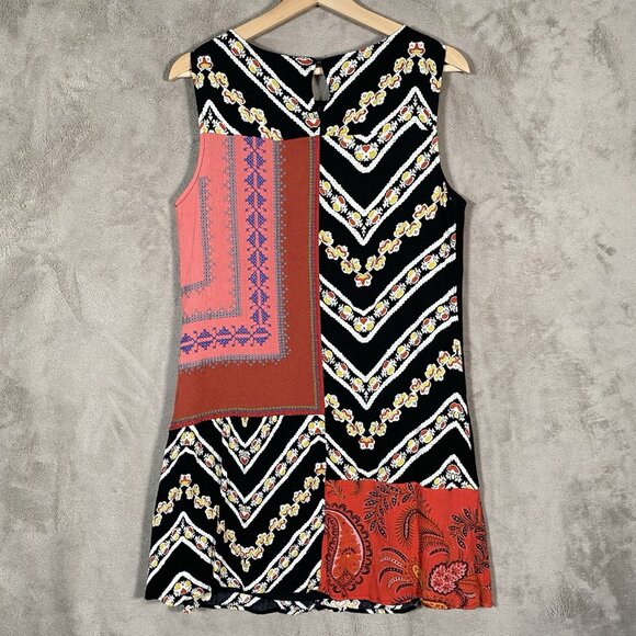 Desigual Creta Dress 38 Boho Embroidered Mixed Print Eclectic Ethnic Patchwork - Picture 5 of 16